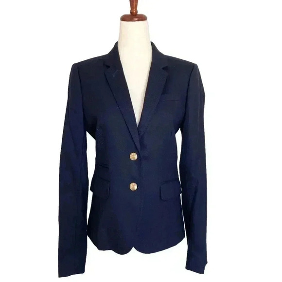 J. Crew Wool Schoolboy Blazer Navy Blue 4 Tall - Picture 1 of 4